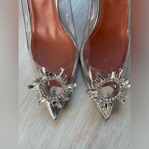 Amina Muaddi Begum Transparent Embellished Pumps Size 40